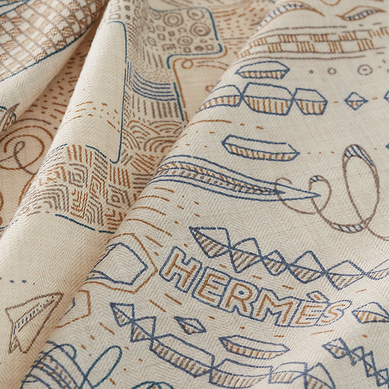 Please Hold The Line scarf 100 - Beige | Hermès Saudi Arabia